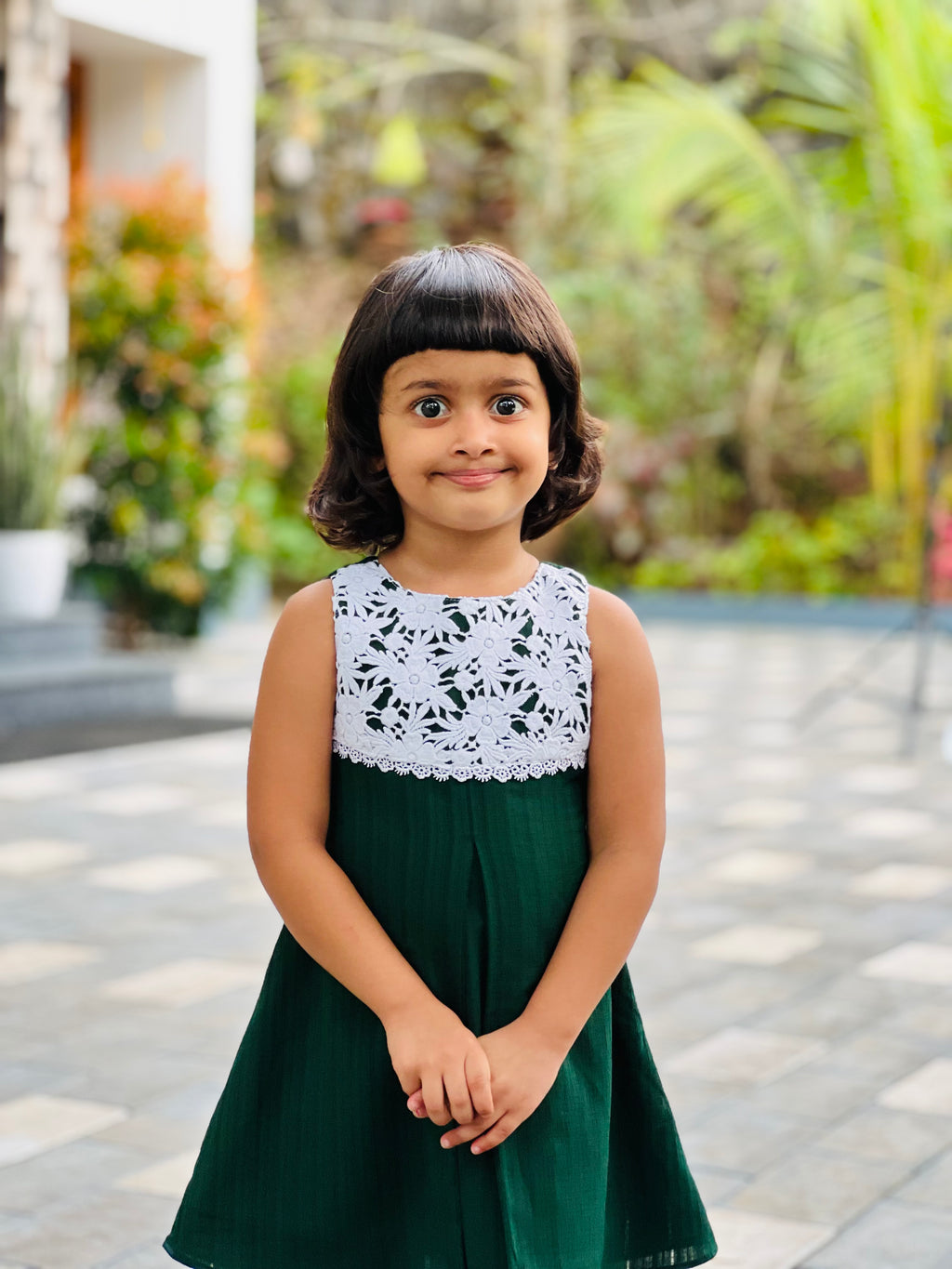 “Twirling into the day with a dash of green elegance! 💚🤍”