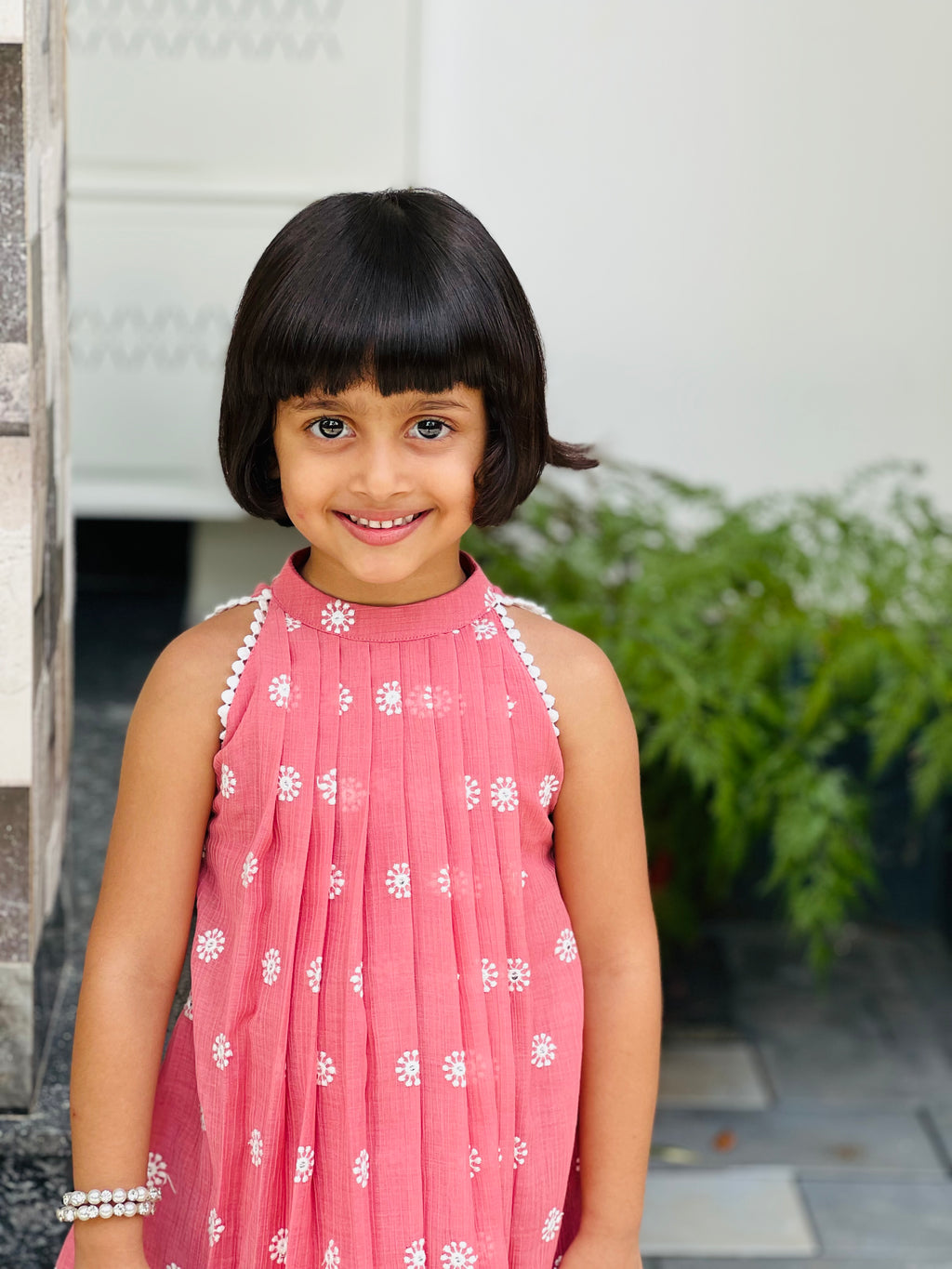 Mull chiffon frock peach
