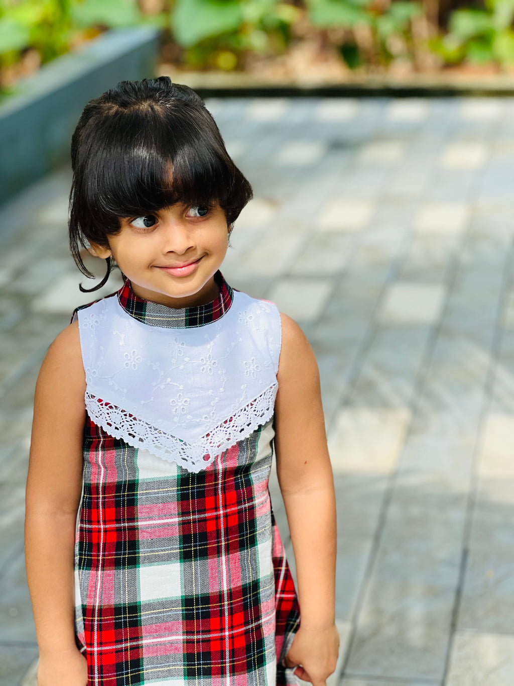 Twirling into the day in this cute check frock 🎄🎅🏻🎄🎅🏻