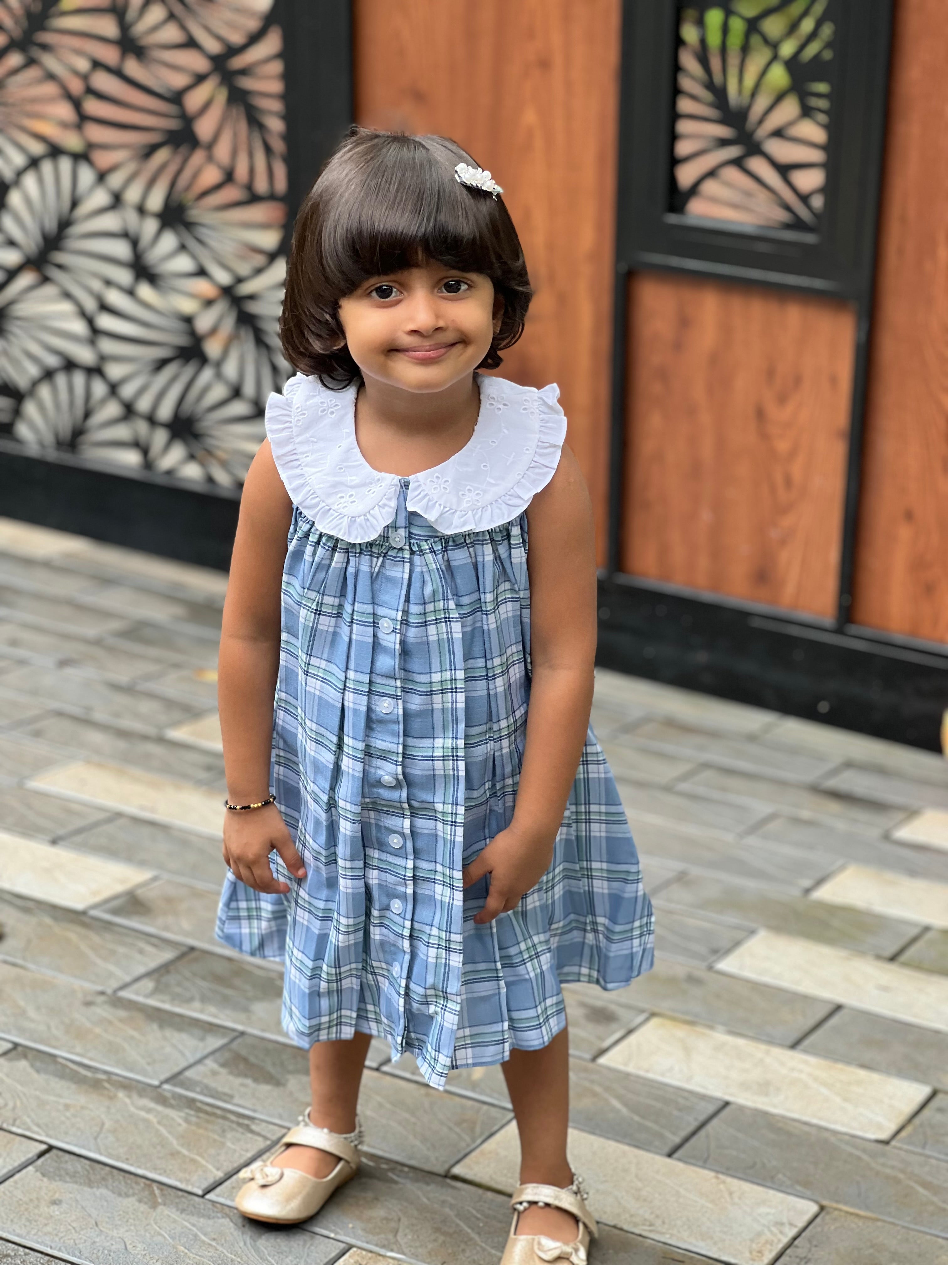 Cotton check frock 💫🛍️