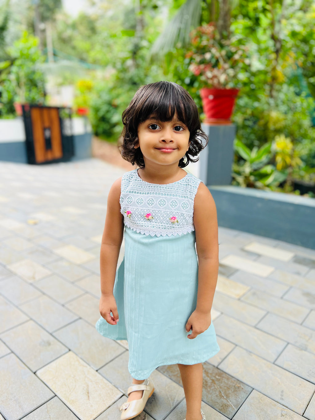 Crushed crape Aline frock