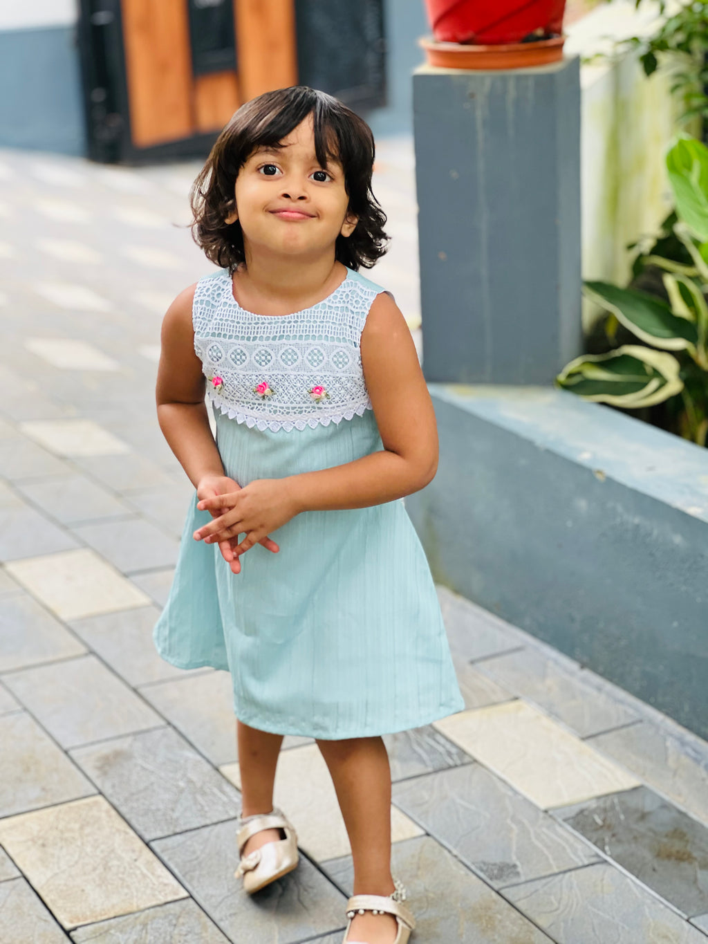 Crushed crape Aline frock