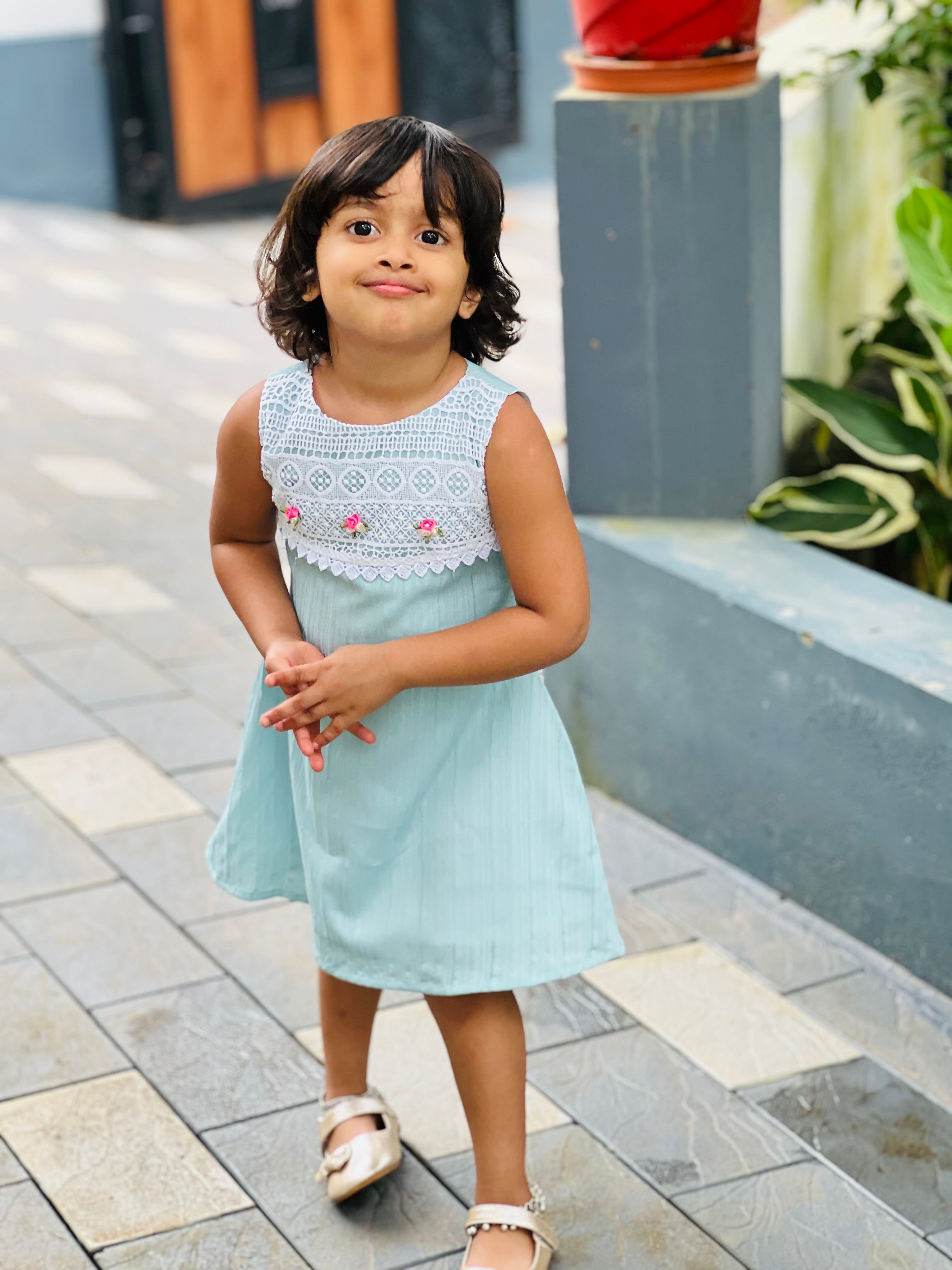 Crushed crape Aline frock