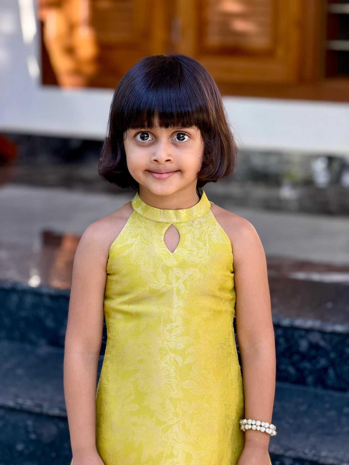 Semi Banarasi frock 💛🩷💚
