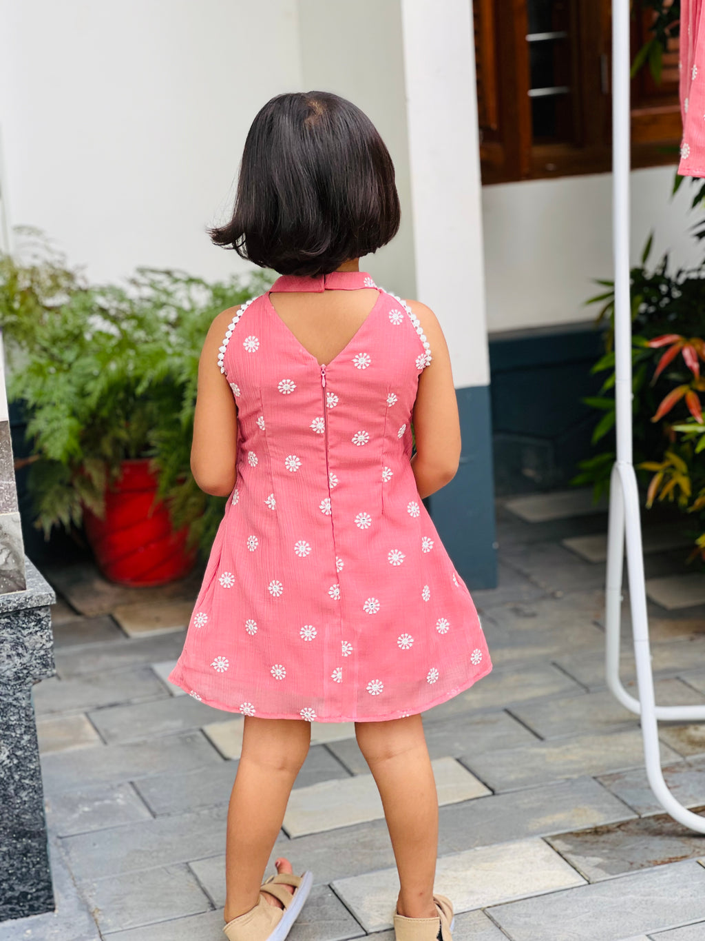 Mull chiffon frock peach